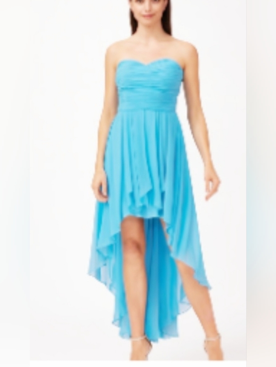 Azazie Dresses & Skirts - Azazie Strapless High-Low Chiffon Dress in Turquoise Blue, Size M